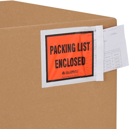 Global Industrial Full Face Envelopes, Packing List Enclosed, 5-1/2Wx4-1/2L, Orange, 500PK 354718